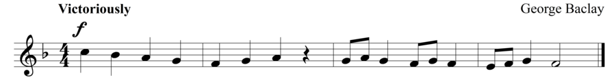 Grade 1 voice sight reading exercise, "Victorious Conqueror" by George B. on SightReadingMastery