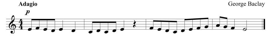 Grade 1 voice sight reading exercise, "Soft and Serene" by George B. on SightReadingMastery