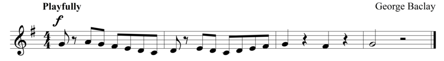 Grade 1 voice sight reading exercise, "It's Nice to Play" by George B. on SightReadingMastery