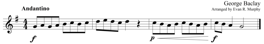 Grade 1 guitar sight reading exercise, "Andantino in G Major" by George B. on SightReadingMastery
