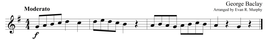 Grade 1 guitar sight reading exercise, "Moderato" by George B. on SightReadingMastery