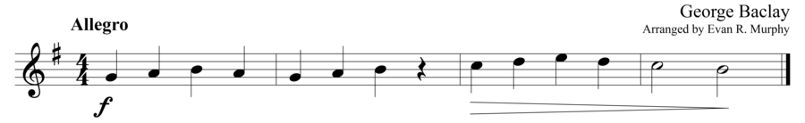 Grade 1 guitar sight reading exercise, "Merrily Fading Out" by George B. on SightReadingMastery