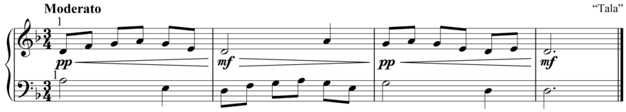 Grade 2 piano sight reading exercise, "Moderato in D Minor" by Anne M. on SightReadingMastery