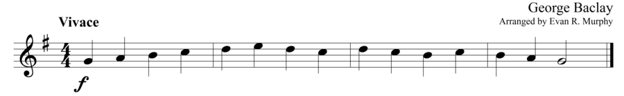 Grade 1 guitar sight reading exercise, "Vivace in G Major" by George B. on SightReadingMastery