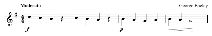 Grade 1 flute sight reading exercise, "Here I Come" by George B. on SightReadingMastery