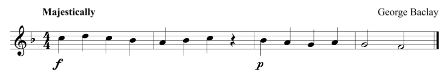 Grade 1 flute sight reading exercise, "Majestic Forte and Piano" by George B. on SightReadingMastery