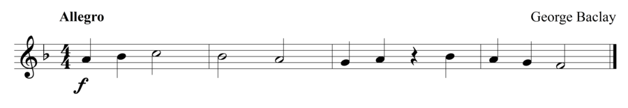 Grade 1 flute sight reading exercise, "Allegro in F Major" by George B. on SightReadingMastery