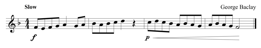 Grade 1 flute sight reading exercise, "Lyrically in F Major" by George B. on SightReadingMastery