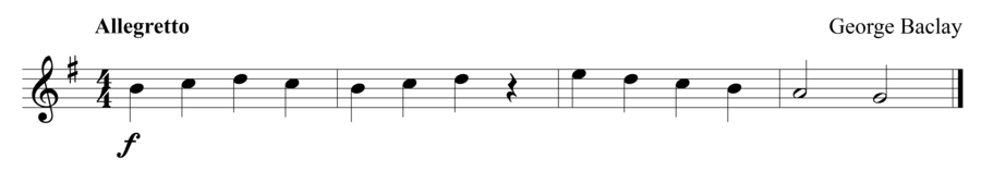 Grade 1 flute sight reading exercise, "Marching Onwards" by George B. on SightReadingMastery