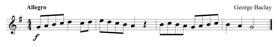 Grade 1 flute sight reading exercise, "Quick!" by George B. on SightReadingMastery