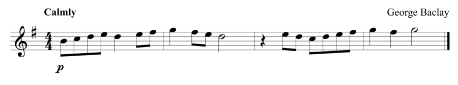 Grade 1 flute sight reading exercise, "Tranquillamente in G Major" by George B. on SightReadingMastery