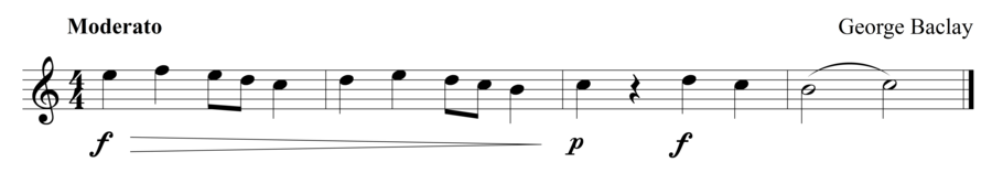 Grade 1 flute sight reading exercise, "Dynamics Challenge" by George B. on SightReadingMastery