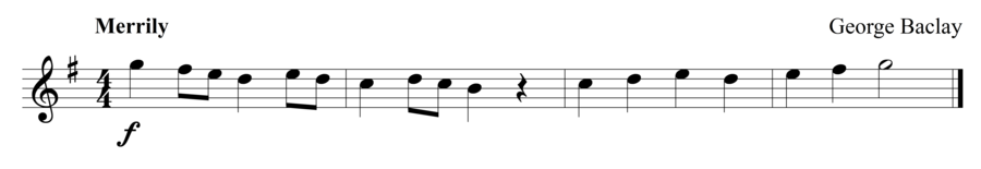 Grade 1 flute sight reading exercise, "Merrily, We Sing" by George B. on SightReadingMastery