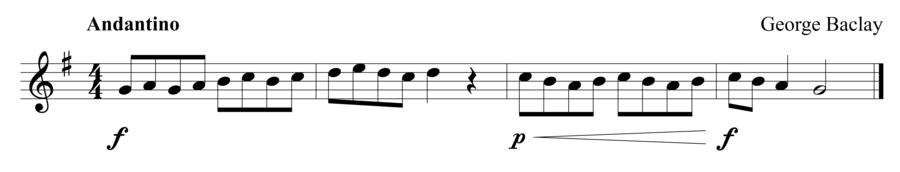 Grade 1 flute sight reading exercise, "Andantino in G Major" by George B. on SightReadingMastery