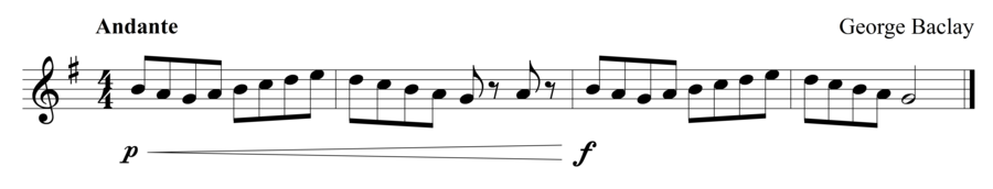 Grade 1 flute sight reading exercise, "Louder, My Friend" by George B. on SightReadingMastery