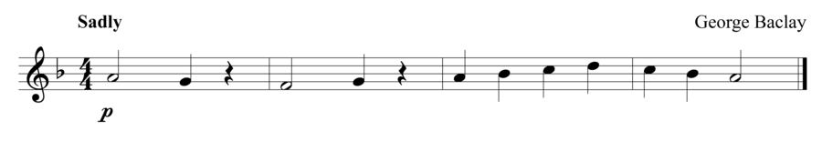 Grade 1 flute sight reading exercise, "I Feel Bad" by George B. on SightReadingMastery