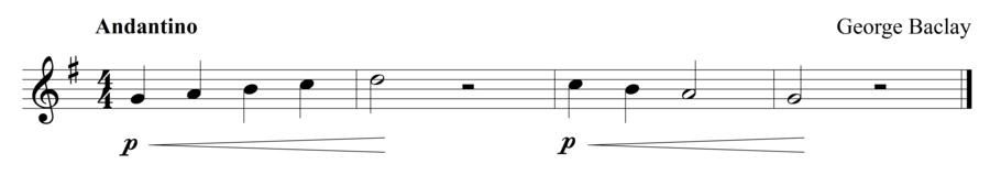 Grade 1 flute sight reading exercise, "I'm Practicing Crescendos" by George B. on SightReadingMastery