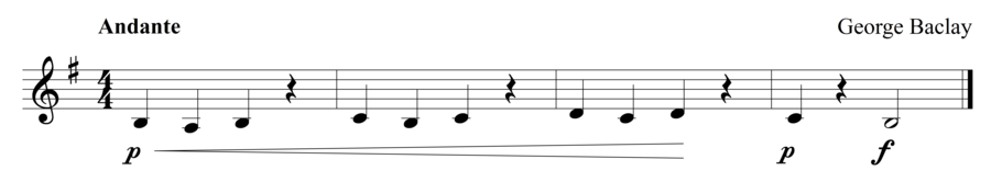 Grade 1 trumpet sight reading exercise, "Andante with a Crescendo" by George B. on SightReadingMastery