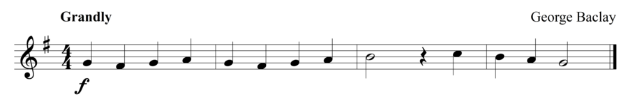 Grade 1 trumpet sight reading exercise, "Grandly in G Major" by George B. on SightReadingMastery
