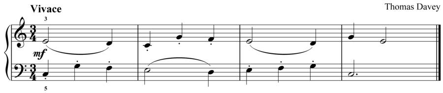 Grade 2 piano sight reading exercise, "Vivace in C Major" by Thomas D. on SightReadingMastery