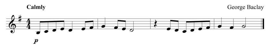 Grade 1 trumpet sight reading exercise, "Tranquillamente in G Major" by George B. on SightReadingMastery