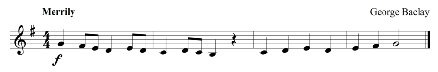Grade 1 trumpet sight reading exercise, "Merrily, We Play" by George B. on SightReadingMastery