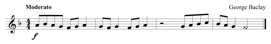 Grade 1 trumpet sight reading exercise, "Moderato Con Moto" by George B. on SightReadingMastery