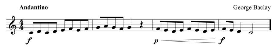 Grade 1 trumpet sight reading exercise, "Andantino in C Major" by George B. on SightReadingMastery