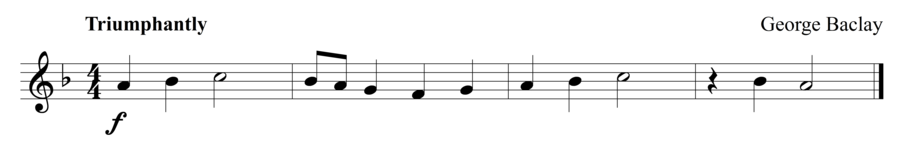 Grade 1 trumpet sight reading exercise, "Trionfante in F Major" by George B. on SightReadingMastery