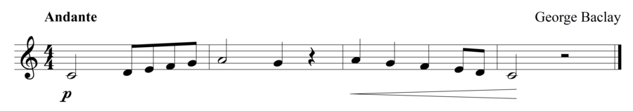 Grade 1 trumpet sight reading exercise, "A Loud End" by George B. on SightReadingMastery