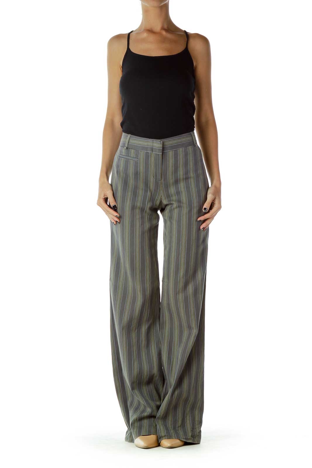 yellow pinstripe pants