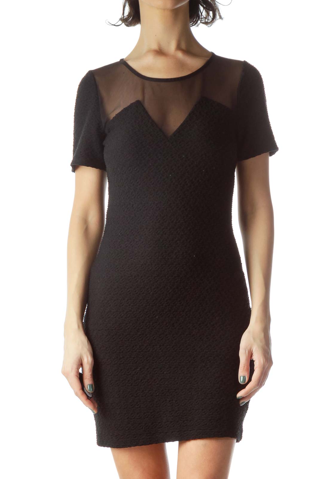 black dress with sheer top