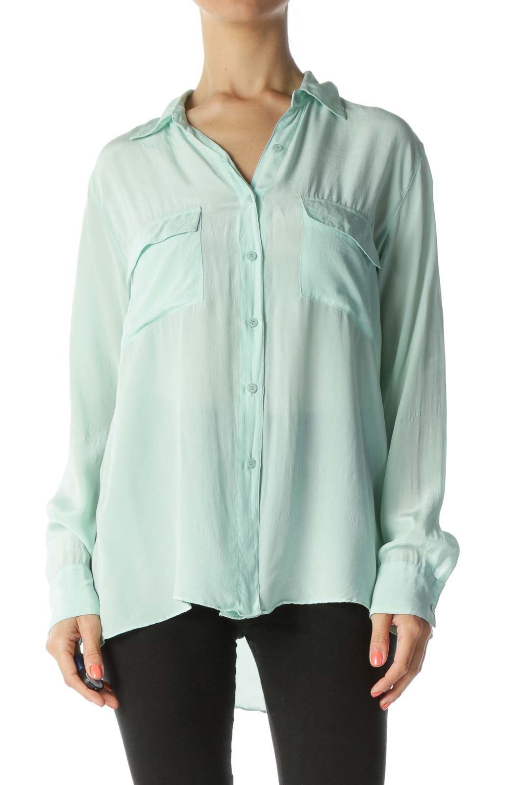 Shop Mint Green Silk Blouse clothing and handbags at SilkRoll. Trade