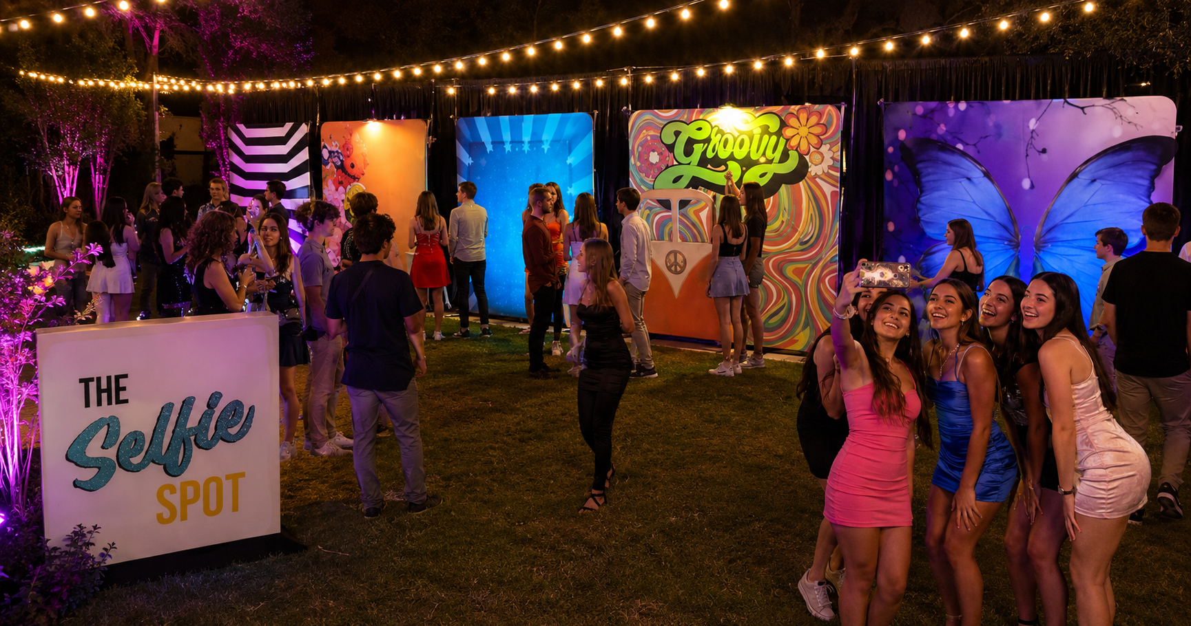 The Selfie Spot backdrop display