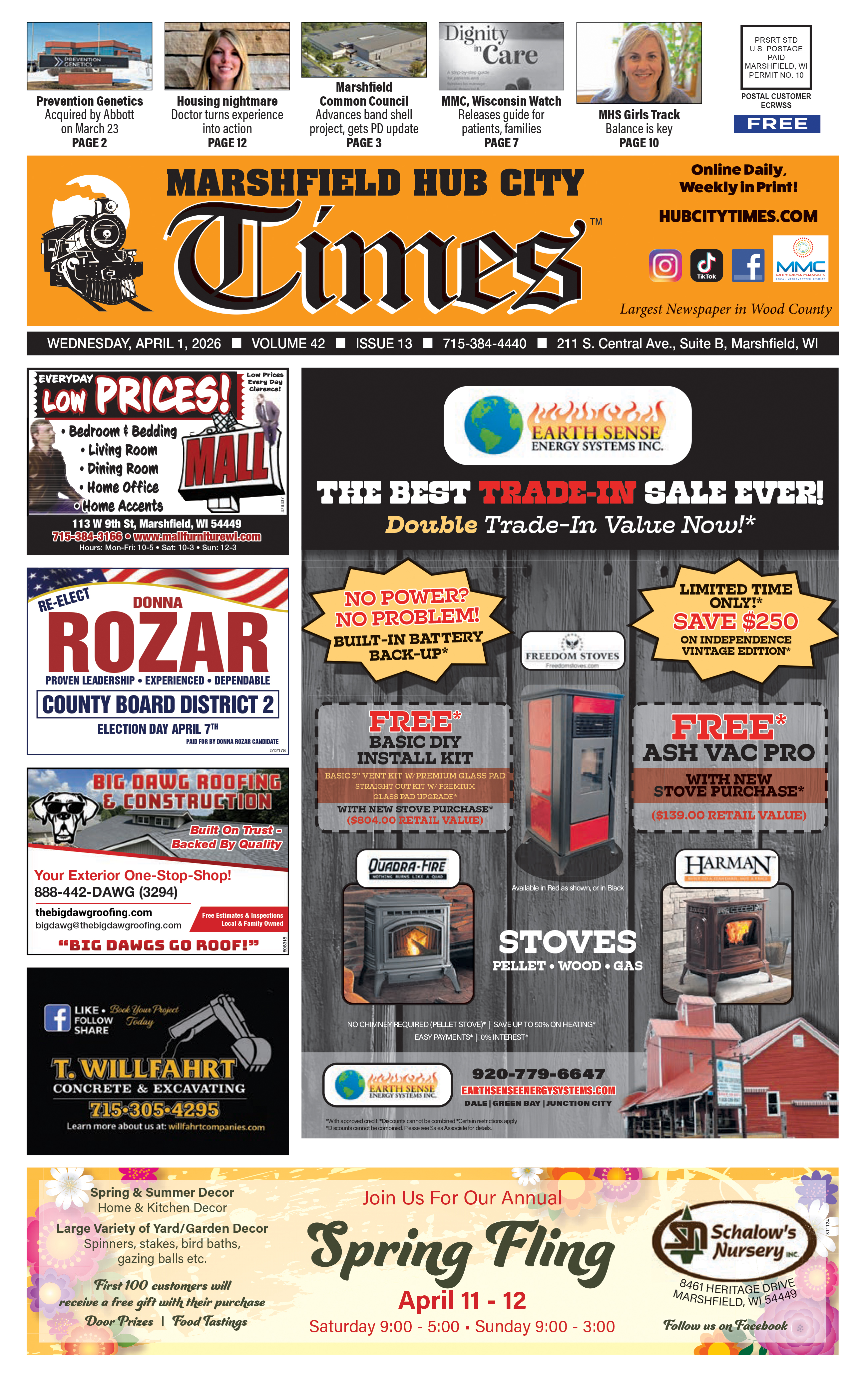 Marshfield Hub City Times Cover Image