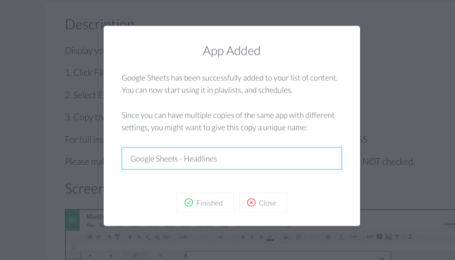 ScreenCloud Google Sheets App Guide ScreenCloud