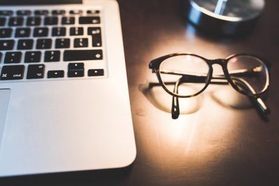 laptop, notebook, keyboard, technology, workplace, workspace, office, eyeglasses