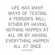 Life ha many ways of testing a person's will - Paulo Cohelo