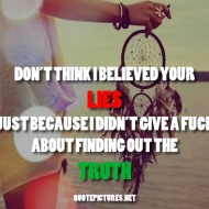 Don't think I believed your lies just because i didn't care