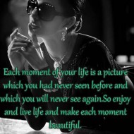 Each moent of your life is a pictures which you had never seen before and which you will never see again