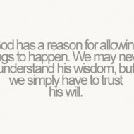 God has a reason for allowing things to happen. We may never understand his wisdom