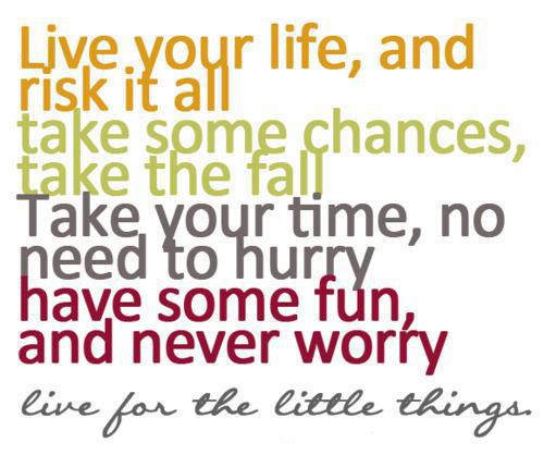 Live your life and risk it all. Take some chance take the fall
