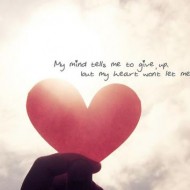 My mind tells me to give up but my heart won't let me