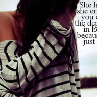 She hurts and she cries, but youcan't see the depression in her eyes