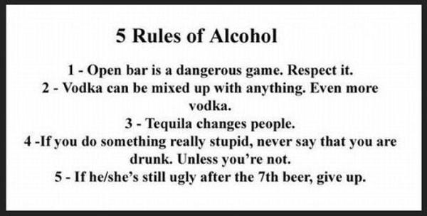 The 5 rules of alcohol