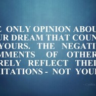 The only opinion about your dream that counts is yours