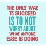 The only way to succeed is to not worry about what anyone else is doing