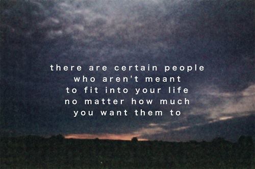 There are certain people who aren't mean to fit into your life nomatter how much you want them to