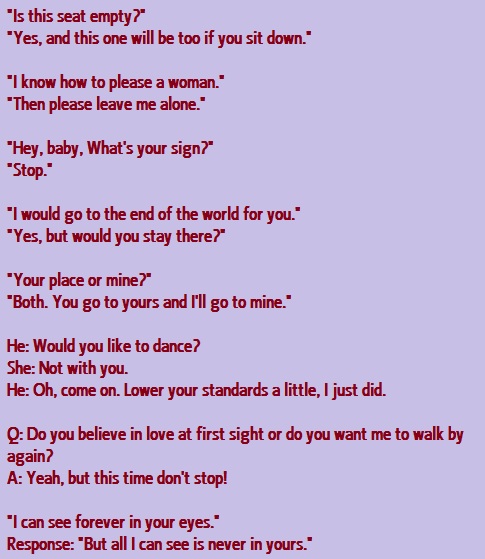 Suggestions For Women To Respond To Pickup Lines