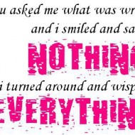 You asked me what was wrong and I smiled and said nothing